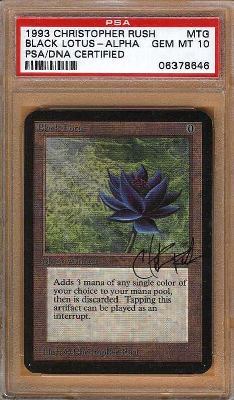 PSA 10 Graded Alpha Black Lotus, value circa £60k