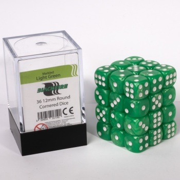Blackfire Dice Cube - 12mm D6 36 Dice Set - Marbled Light Green