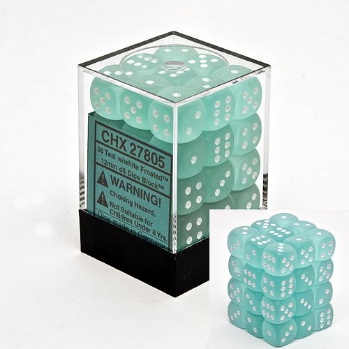 Chessex 12 teal w/white dice frosted