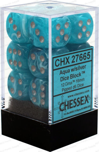 Chessex 12 Aqua w/silver dice