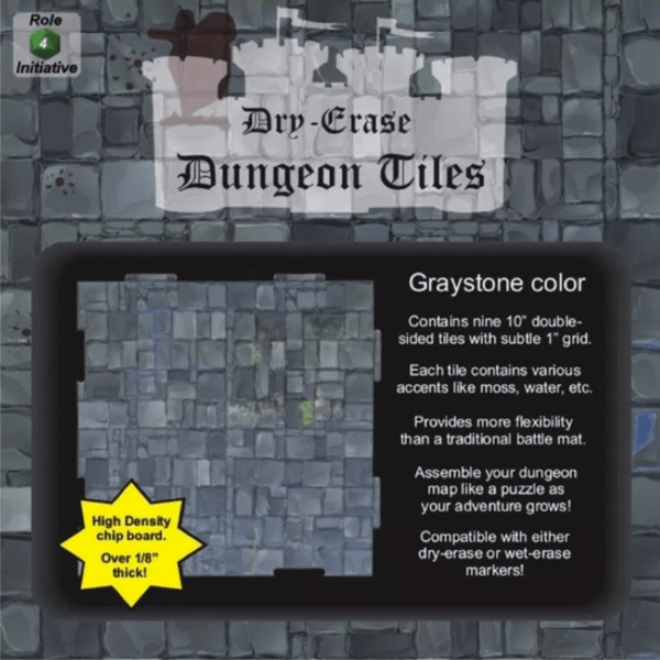 Dry Erase Dungeon Tiles: Graystone 10" Squares (9 Tiles)