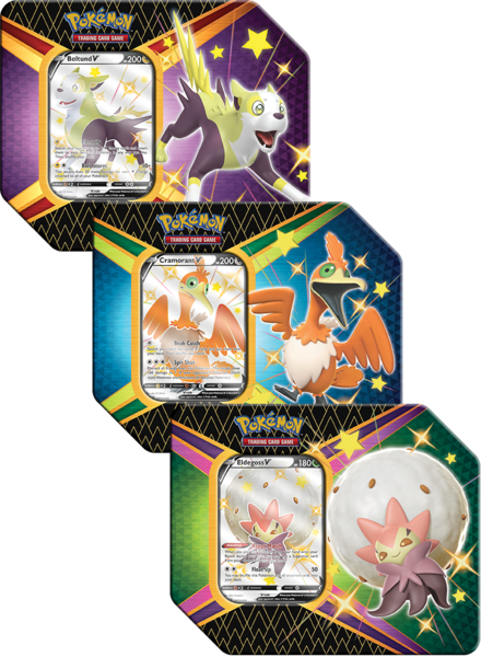 Pokemon TCG: Shining Fates Tin - Eldegoss V, Boltund V or Cramorant V